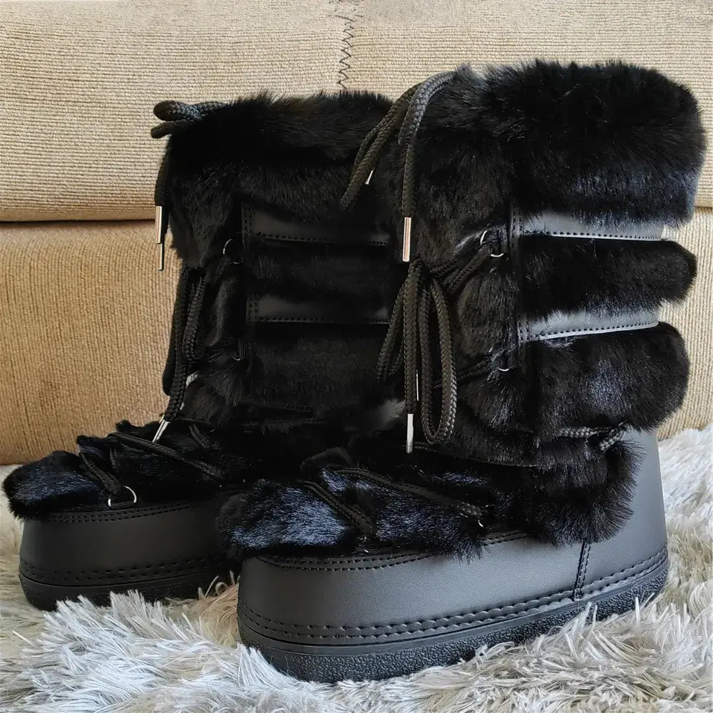 Stay Warm in Style  Y2K Fur Boots