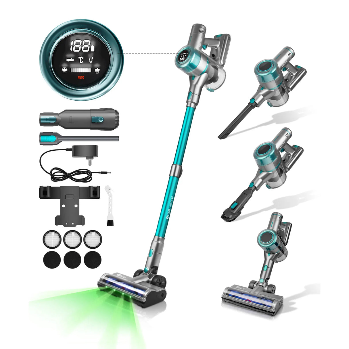 400W/≥28Kpa Cordless Vacuum Cleaner,Stick Vacuum with Touch Screen, Max 60 Mins Runtime,Wireless Vacuum Cleaners for Home,Anti-