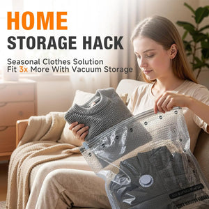Vacuum Storage Bags with Electric Pump, Space-Saving Compression Pouches, Portable Mini Cordless Vacuum Sealer, Ultra-Compact Lightweight Travel Organizer