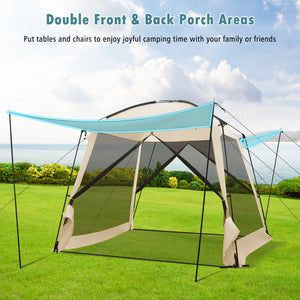 10 x 10 Feet Screened Canopy Tent w/ Vestibule and Zippered Door-Beige by DirectDeals