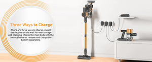 Cordless Vacuum Cleaner 8 in 1 Powerful Suction Lightweight,LED Display,45Mins Detachable Battery Vacuum for Floor/Carpet/Pet