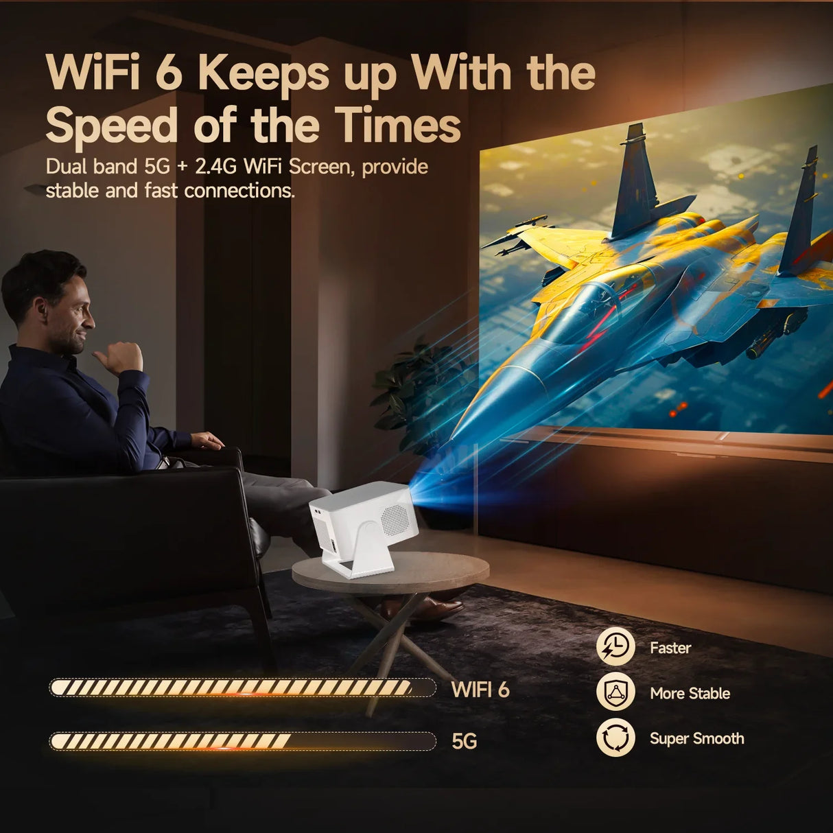 Magcubic HY350Max 900ANSI Android 14 Projector Auto Focus Projector Support 8K Native 1080P Wifi6 BT5.4 16G Allwinner H726 Portable Projector