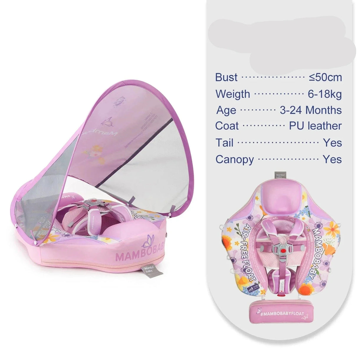 Float 2 Canopy & Chest Support for Safe & Fun Baby Swimming