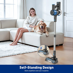 Cordless Vacuum Cleaner，55Kpa/45Mins/8 in 1 Powerful Suction,Self-Standing, 3 Suction Modes, Vacuum for Floor Carpet Pet Hair