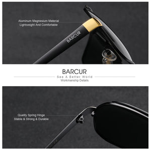 BARCUR Polarized Sunglasses for Men – Trendy UV400 Gradient Lens Oval Comfortable Frame Sports Driving Hiking Fishing Outdoor Fashion Eyewear with Durable Stainless Steel Frame – Casual Apparel Accessory Gift for Him