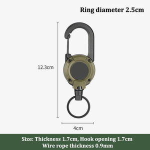 Outdoor Retractable Key Chain with Wire Rope Reel