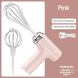 Wireless Electric Mixer 3-Speed Egg Beater Dough Cake Cream Frother