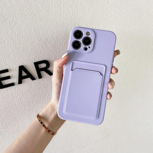 Soft Silicone Phone Case For iPhone 14 13 Pro Max 13 Mini 14Pro Wallet Card Holder Cover Silicone Case for Women Girls Anti-Scratch Soft Lining Protective Case