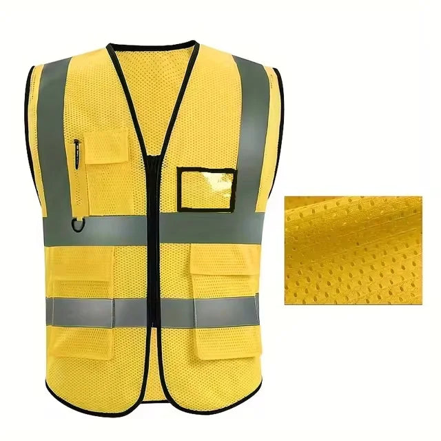 Reflective Safety Vest with Multiple Pockets