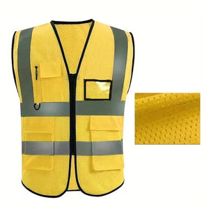 Reflective Safety Vest with Multiple Pockets