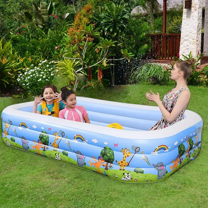 Heavy Duty Inflatable Pool with Reinforced Sides for Family Fun
