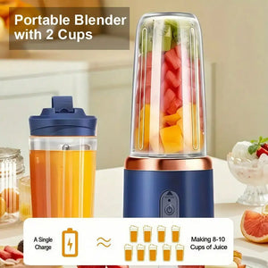 Juicer Cup + Portable Outdoor Cup, Dual Cups, Detachable, Easy To Clean, For Making Fine Juice, Fruit Blender, Beverage Maker, Suitable For Home, Outdoor Travel, Office, USB Charging, Portable Blender, Juice Mixer - Perfect G