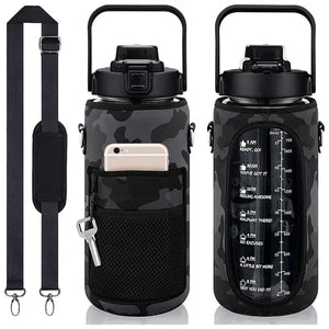 Motivational  Leakproof Half Gallon Water Bottle with Straw