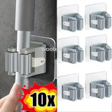 Self-adhesive Mop Broom Holder Wall Mount Organizer