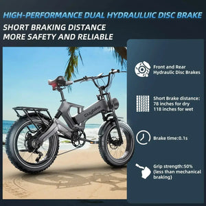 Ebike K6F 1000W 48V 25AH 20-inch mountain city adult electric bicycle