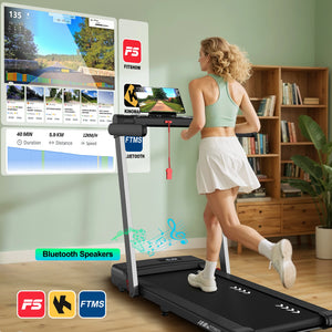 FYSIQ Foldable Treadmill for Home, 1-12 km/h, 3-in-1 Walking Pad with Dual LED Display, 12 Programmes and Remote Control,