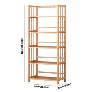 Bamboo Bookshelf with Adjustable Shelves, Narrow 4 or 5 Tier Wooden Bookcase, Natural Storage Shelf Organizer for Small Spaces, Bedroom, Living Room, Home Office, Standing Shelf