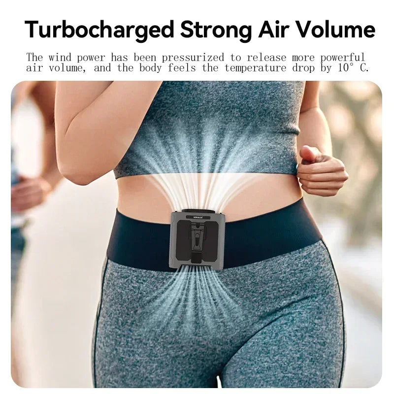 Portable Waist Fan 20000mAh Outdoor Hanging Neck Fan Rechargeable Strong Wind Waist Clip Camping Fan with Power Bank Lighting