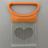 Colorful Onion Slicer with Stainless Steel Holder – Easy Chopper for Potatoes & Vegetables