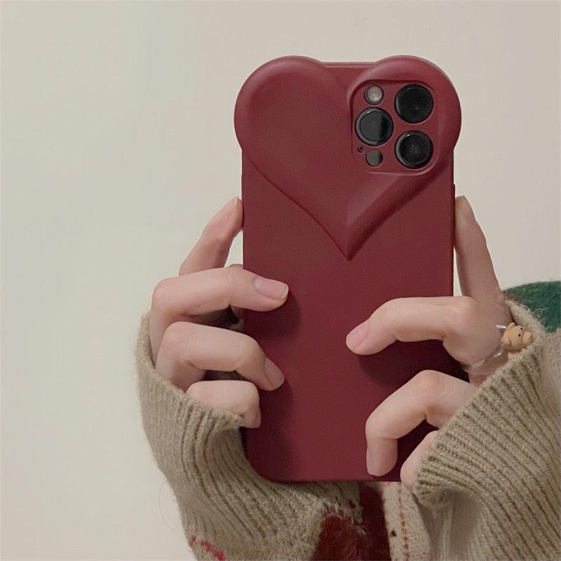 Fashion Cool Black Love Heart Phone Case For iPhone 14 13 Pro Max 12 11 XR XS Dustproof Soft Shockproof Back Cover  Luxury Soft Back Cover Raised Full Camera Protection Bumper Silicone Shockproof Phone Case