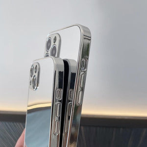 Luxury Clear Back Mirror Shock-Absorption Anti-Scratch Bright Reflection Protective Case Cover Silver Golden Mirror Shockproof Case for iPhone 14 13 12 Pro Max 11 X XR XS 8Plus iphone Hard Back Cover