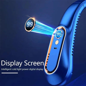 TINSOL New ceiling fan USB rechargeable portable small fan students office sports digital display ceiling fan hanging neck fan