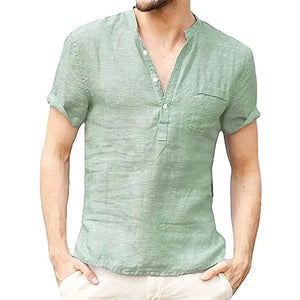 Men's Cotton Linen T-Shirt - Breathable Casual Tee