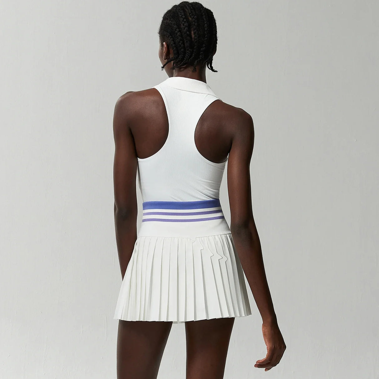 Women's Summer Two Piece Set  High Waisted Mini Skirt & Backless Sports Bra