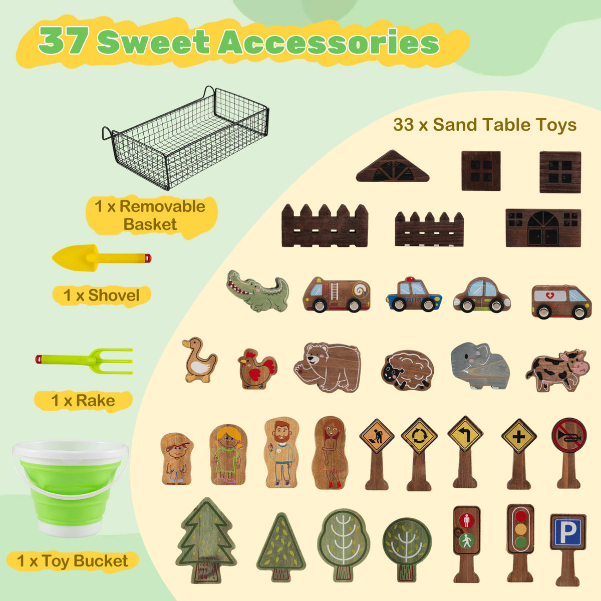 Sensory Table with Water Pump & Sink and 33 Sand Toys for Toddlers