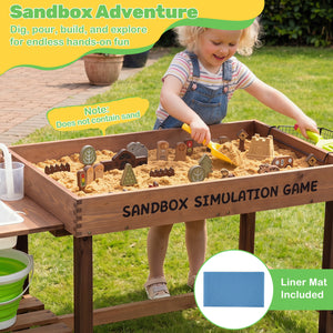 Sensory Table with Water Pump & Sink and 33 Sand Toys for Toddlers
