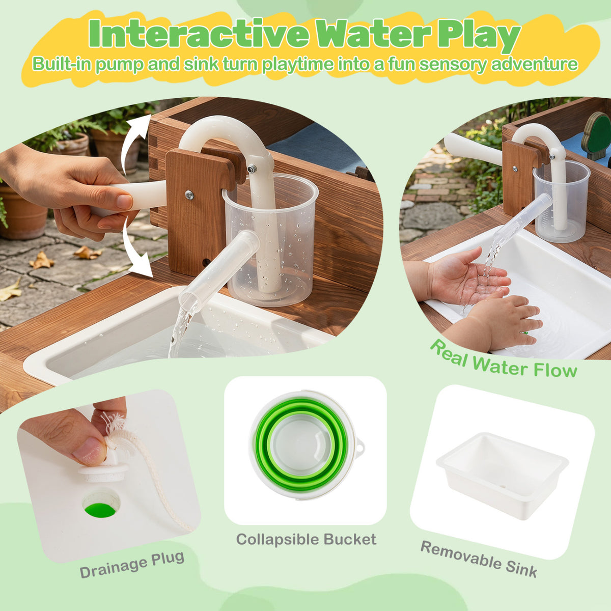 Sensory Table with Water Pump & Sink and 33 Sand Toys for Toddlers