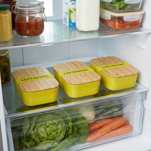 Set of 3 Leftovers Bamboo Lunch Box in Vivid Yellow | Eco-Friendly and Sustainable | 7.5" x 5" x 2"