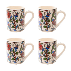 Set of 4 Handmade in Türkiye Ceramic Botanical Mugs - 9 Styles Available