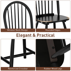 Set of 2 Vintage Windsor Wood Chair with Spindle Back for Dining Room-Black