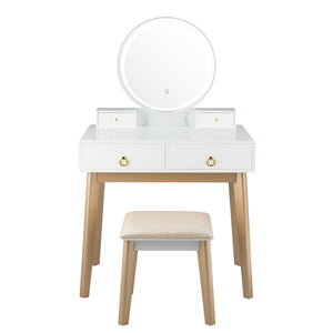 Set 3 Makeup Vanity Table Color Lighting Jewelry Divider Dressing Table-White