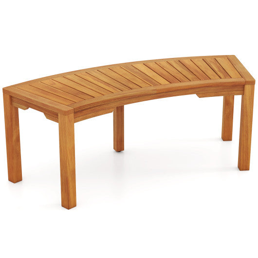 Set of 1 Outdoor Bench Acacia Wood Curved Garden Bench 2-Person