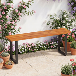 Set of 1 Wood Patio Bench 47.5" Long Dining Bench for Entryway Poolside
