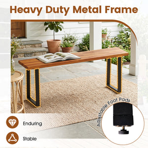 Set of 1 Wood Patio Bench 47.5" Long Dining Bench for Entryway Poolside