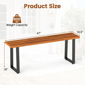 Set of 1 Wood Patio Bench 47.5" Long Dining Bench for Entryway Poolside