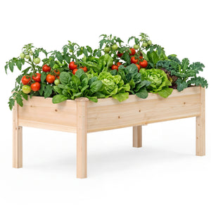 Set of 1 Wooden Raised Garden Bed with Legs Natural Fir Wood Elevated Planter Box