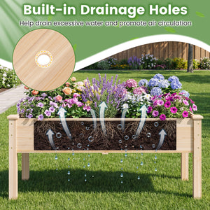 Set of 1 Wooden Raised Garden Bed with Legs Natural Fir Wood Elevated Planter Box