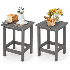 Set of 2 14 Inch Square Weather-Resistant Adirondack Side Table-Gray