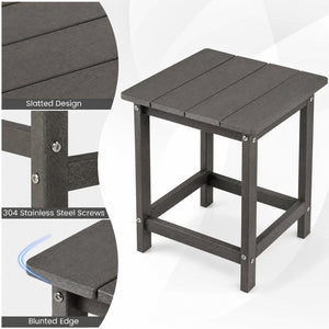 Set of 2 14 Inch Square Weather-Resistant Adirondack Side Table-Gray