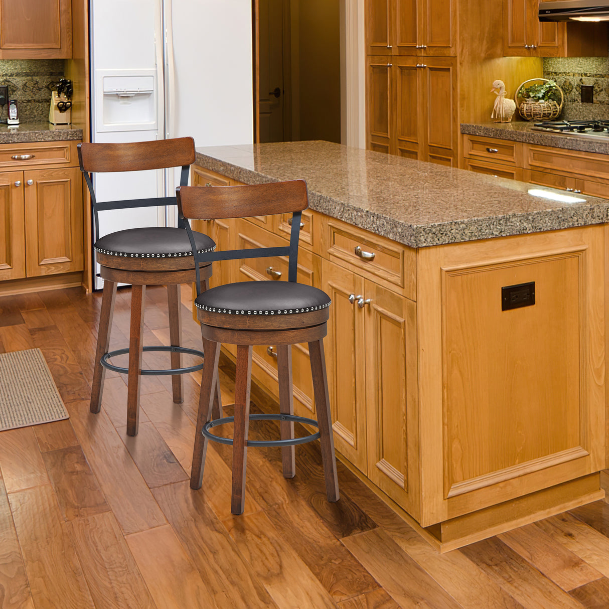 Set of 2 30.5 Inch Swivel Pub Height Bar Stool