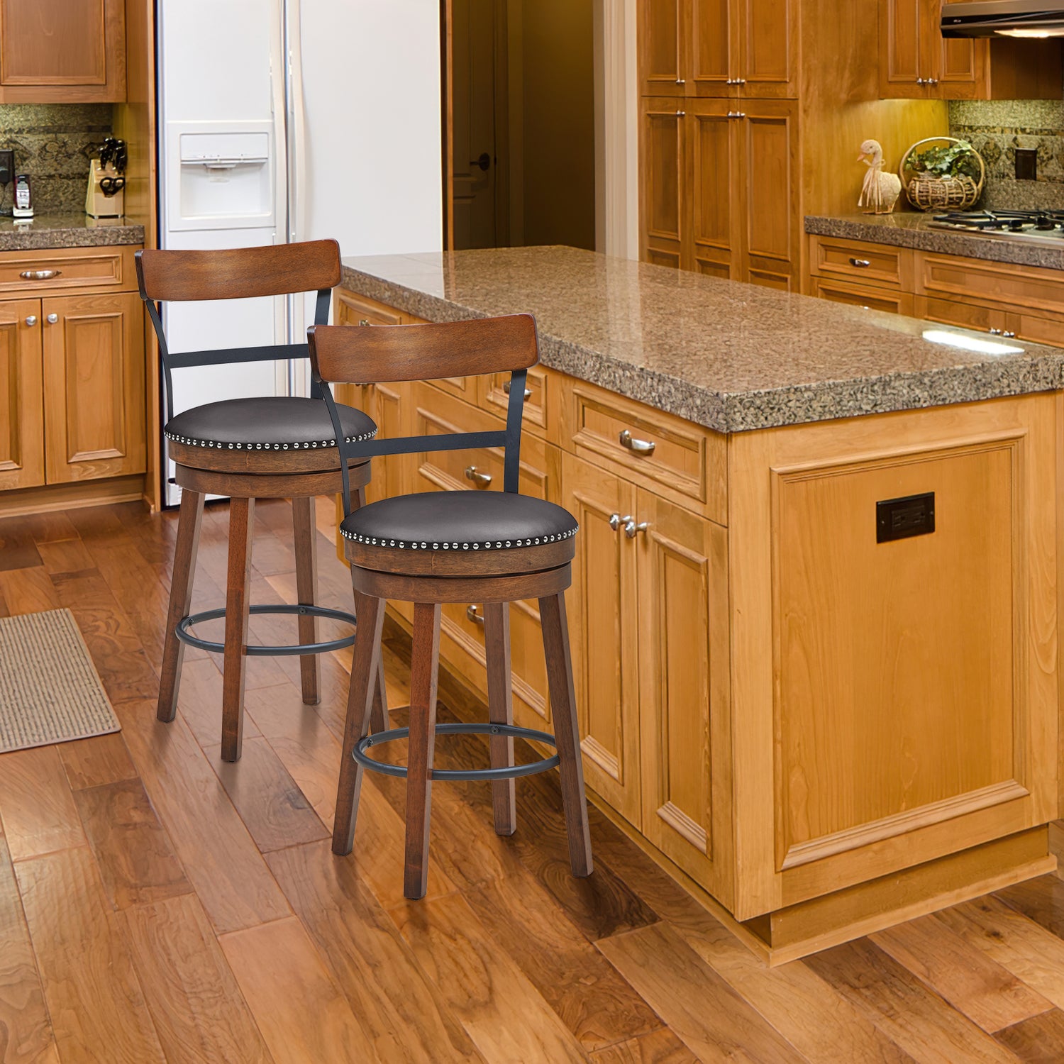 Set of 2 30.5 Inch Swivel Pub Height Bar Stool