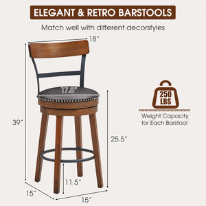 Set of 2 30.5 Inch Swivel Pub Height Bar Stool