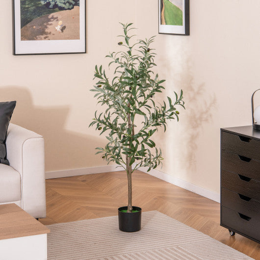 4.5 Feet Tall Artificial Olive Tree Fake Potted Trees with Realistic Fruits-Set of 2