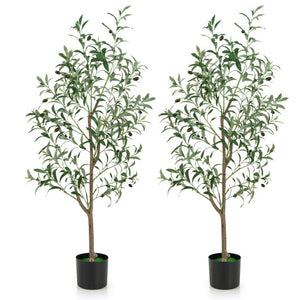 4.5 Feet Tall Artificial Olive Tree Fake Potted Trees with Realistic Fruits-Set of 2