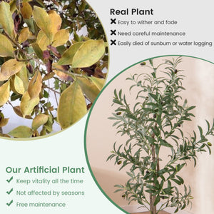 4.5 Feet Tall Artificial Olive Tree Fake Potted Trees with Realistic Fruits-Set of 2
