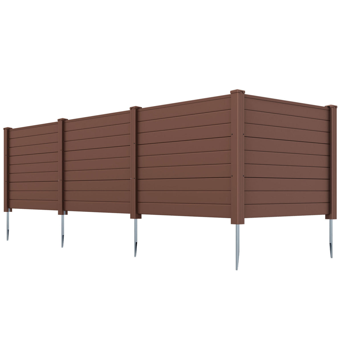 Set of 2 48 x 38 Inch Air Conditioner Fence 2 Panels with Metal Ground Stakes-Brown